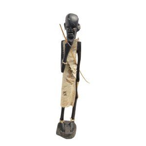 Vintage African Tribal Man Hand Carved Wood 25" Tall